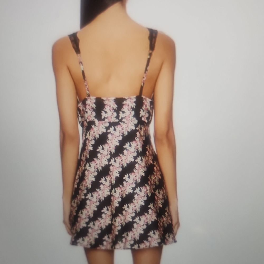 FREE PEOPLE Countryside Printed Mini  Dress In Black Combo Size S - Picture 3 of 6